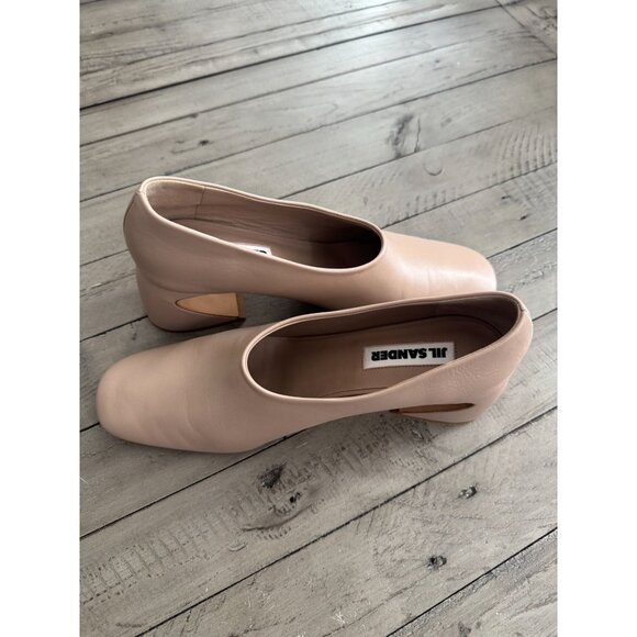 Jil Sander Nude Leather Pumps with Curved Heel Size 37.5 NWOB - Picture 8 of 10